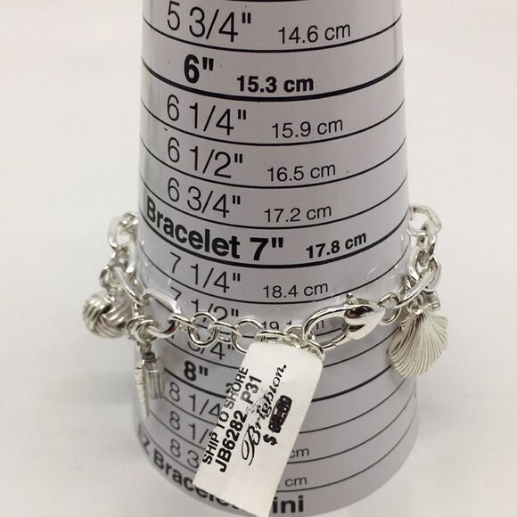NWT Brighton SHIP TO SHORE Silver Tone Charm Bracelet with dust bag - Picture 12 of 13